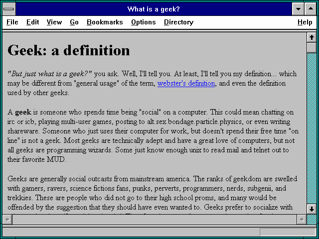 Screenshot of Geek: A Definition