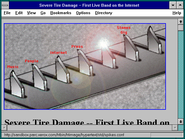 Screenshot of Severe Tire Damage -- First Live Band on the Internet