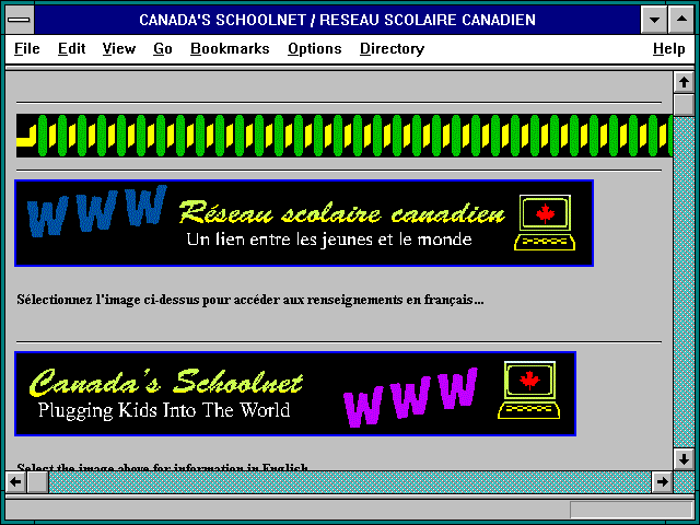 Screenshot of CANADA'S SCHOOLNET / RESEAU SCOLAIRE CANADIEN
