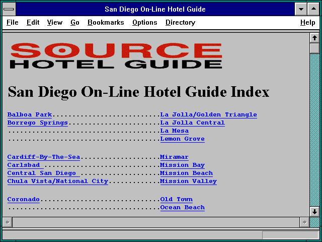 Screenshot of San Diego On-Line Hotel Guide