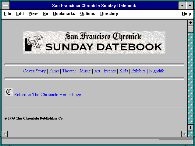 Screenshot of San Francisco Chronicle Sunday Datebook