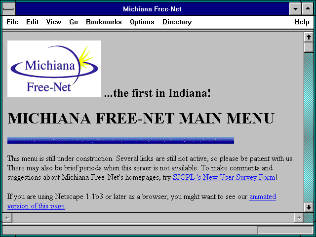 Screenshot of Michiana Free-Net