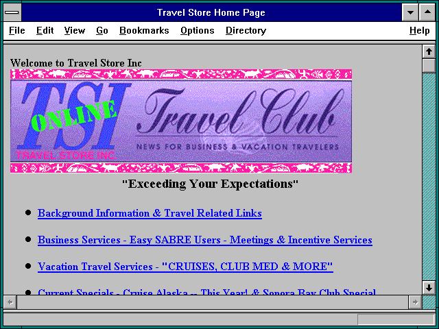 Screenshot of Travel Store Home Page