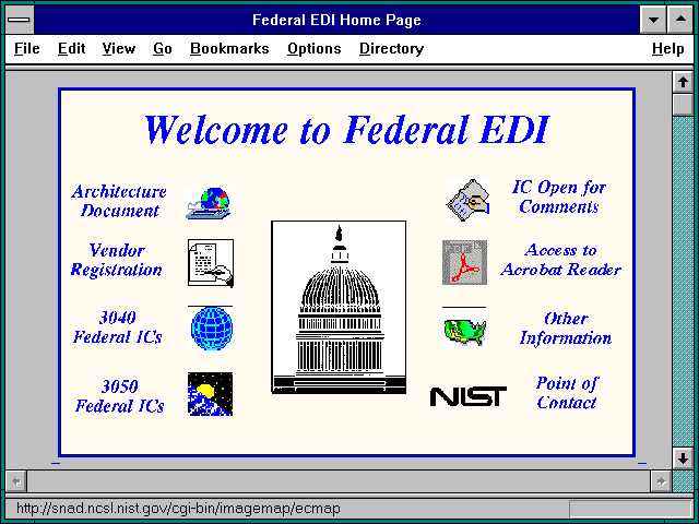 Screenshot of Federal EDI Home Page