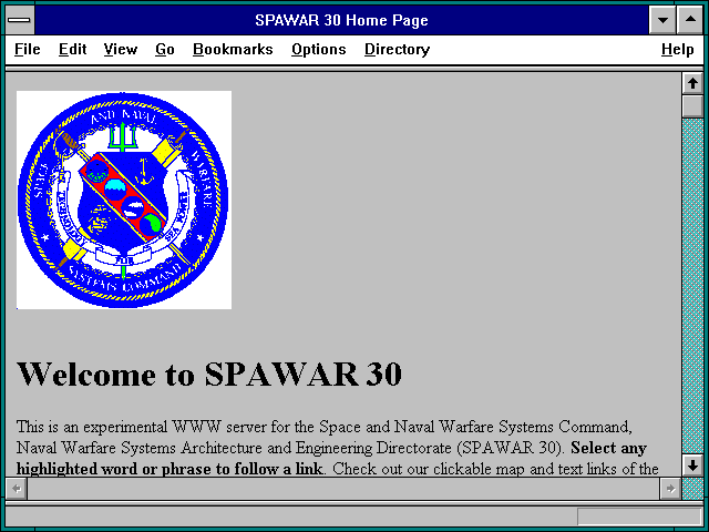 Screenshot of SPAWAR 30 Home Page