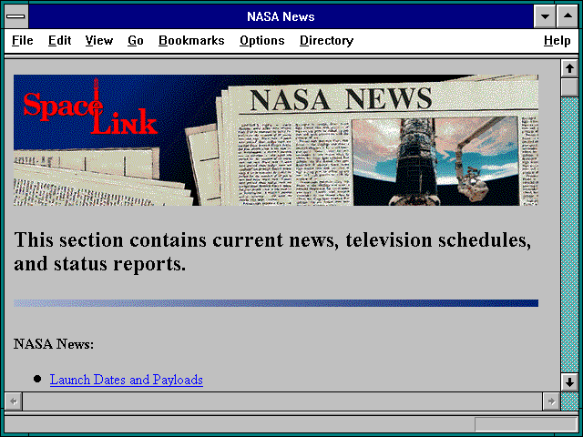 Screenshot of NASA News