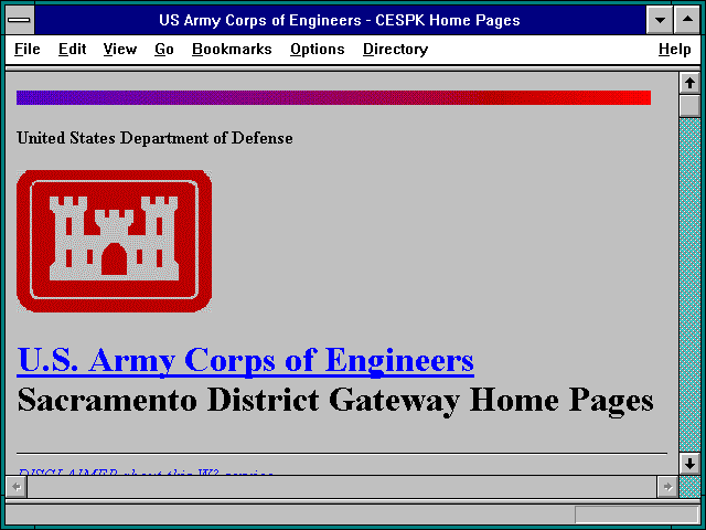Screenshot of US Army Corps of Engineers - CESPK Home Pages