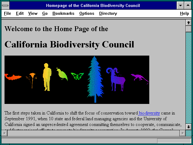 Screenshot of Homepage of the California Biodiversity Council