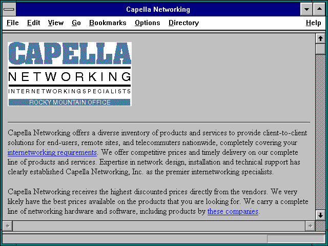 Screenshot of Capella Networking - Boulder, CO.