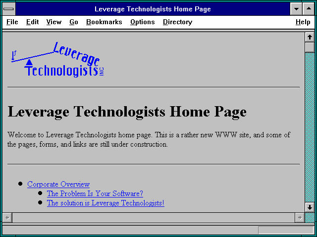 Screenshot of Leverage Technologists Home Page