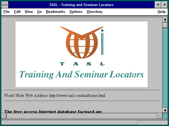 Screenshot of TASL - Training and Seminar Locators
