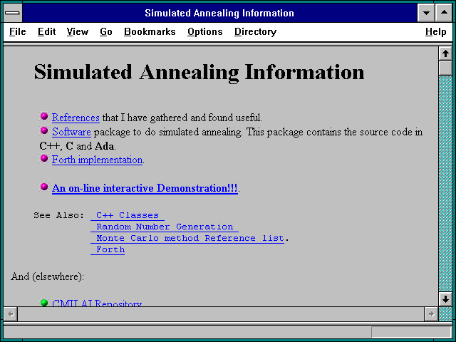 Screenshot of Simulated Annealing Information