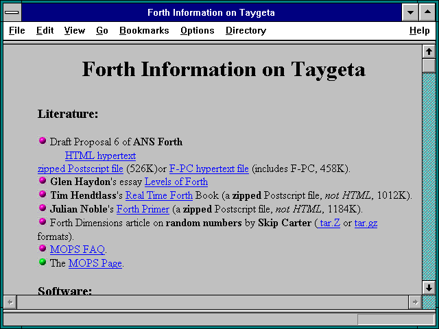 Screenshot of Forth Information on Taygeta