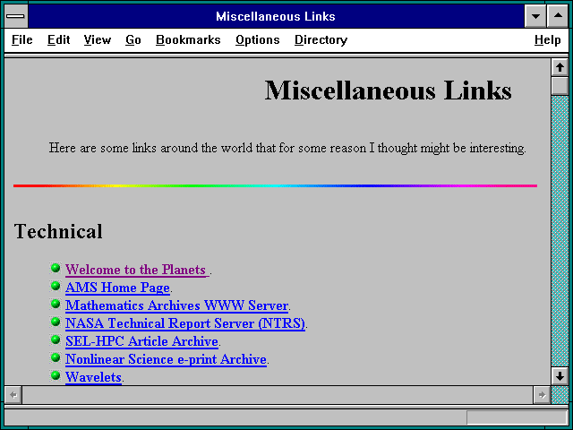Screenshot of Miscellaneous Links