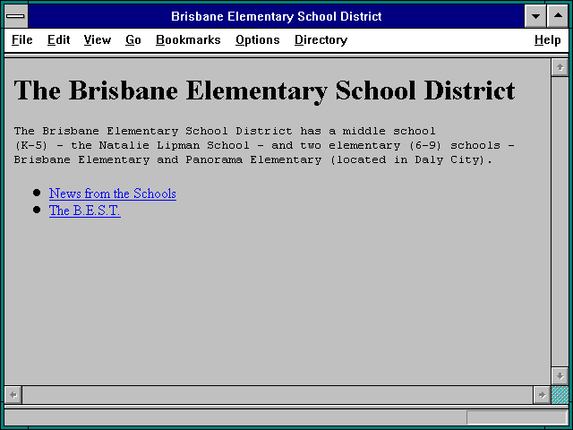Screenshot of Brisbane Elementary School District
