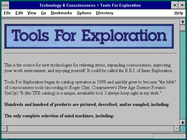 Screenshot of Technology & Consciousness = Tools For Exploration