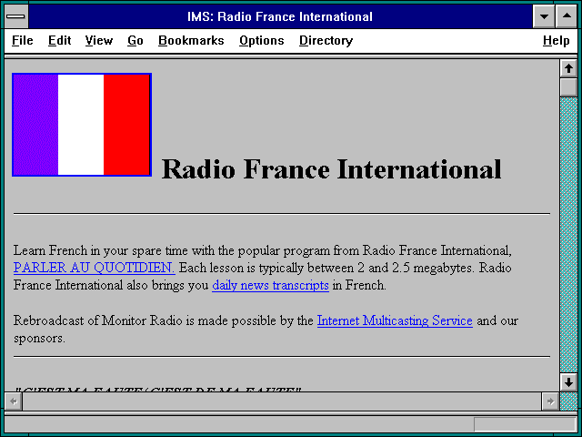 Screenshot of IMS: Radio France International