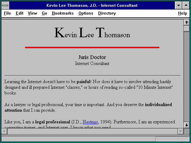 Screenshot of Kevin Lee Thomason J.D. - Internet Consultant
