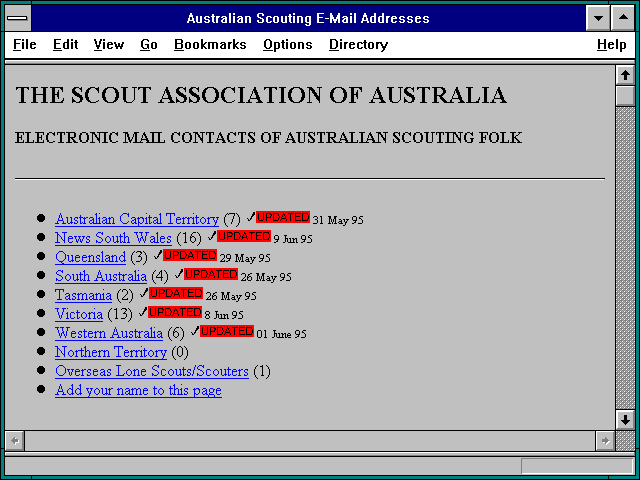 Screenshot of Australian Scouting E-Mail Addresses