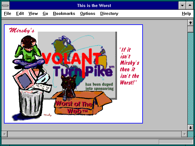 Screenshot of Mirsky's Worst of the Web