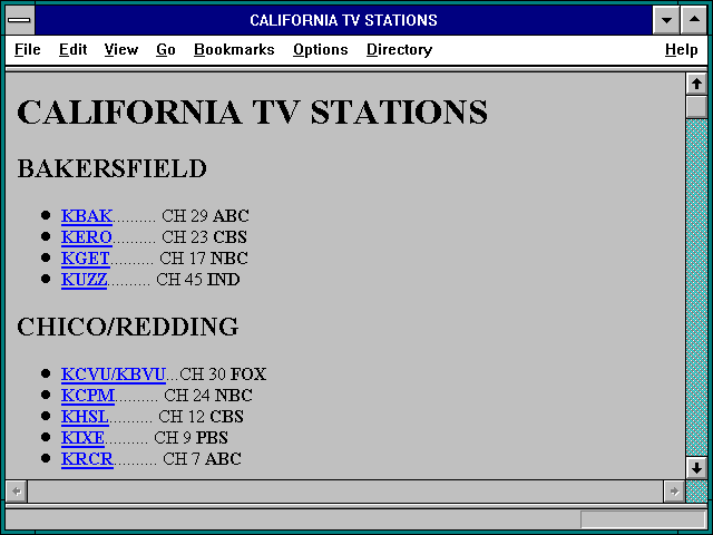 Screenshot of CALIFORNIA TV STATIONS