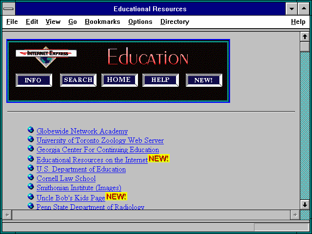 Screenshot of Educational Resources