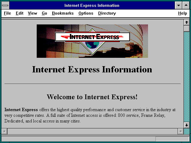 Screenshot of Internet Express Information