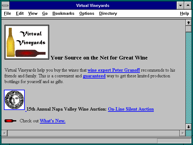 Screenshot of Virtual Vineyards