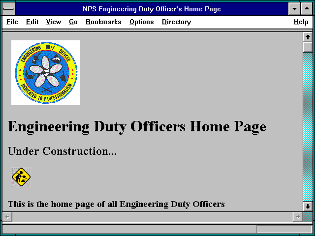 Screenshot of NPS Engineering Duty Officer's Home Page