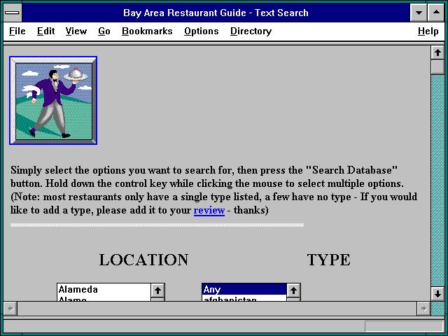 Screenshot of Bay Area Restaurant Guide - Text Search