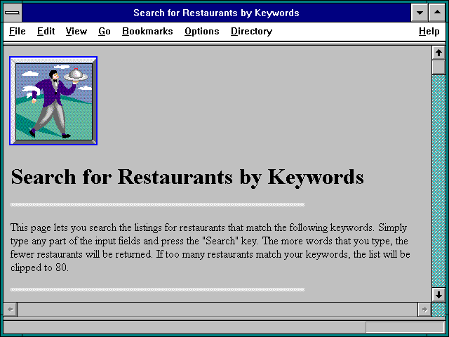 Screenshot of Search for Restaurants by Keywords