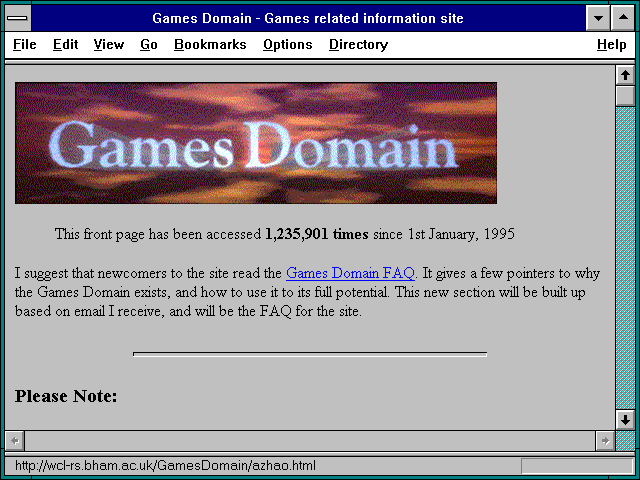 Screenshot of Games Domain - Games related information site