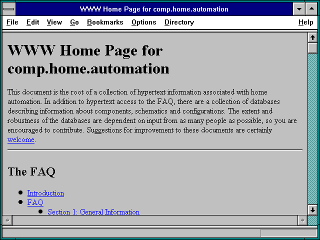 Screenshot of WWW Home Page for comp.home.automation