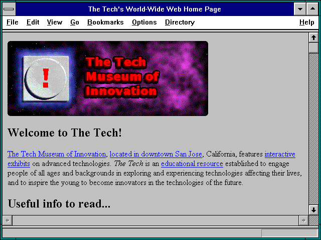 Screenshot of The Tech's World-Wide Web Home Page