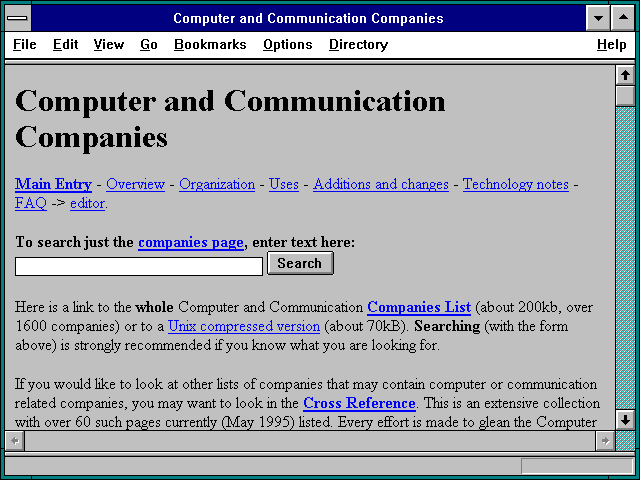 Screenshot of Computer and Communications Companies
