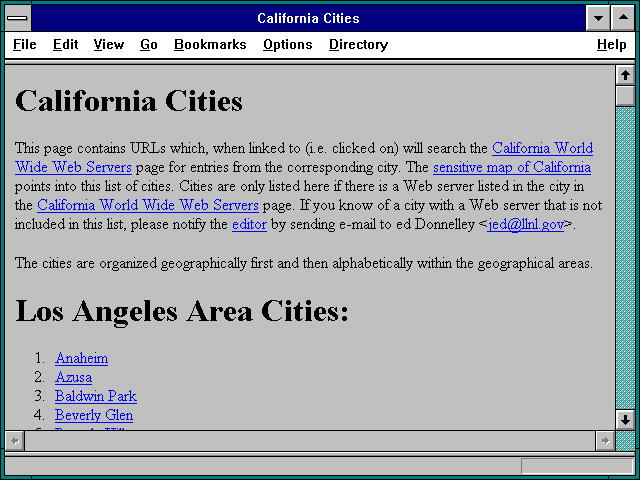 Screenshot of California Cities