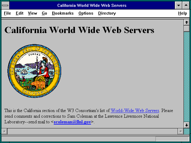 Screenshot of California World Wide Web Servers