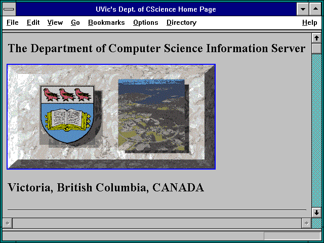Screenshot of UVic's Dept. of CScience Home Page
