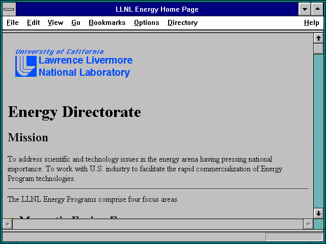 Screenshot of LLNL Energy Home Page