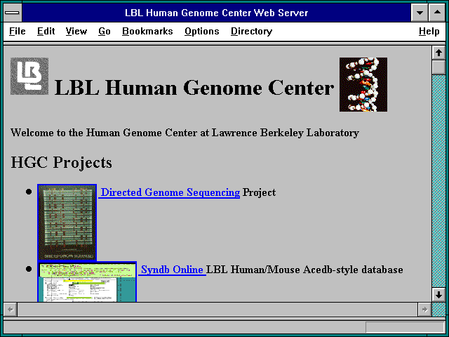 Screenshot of LBL Human Genome Center Web Server