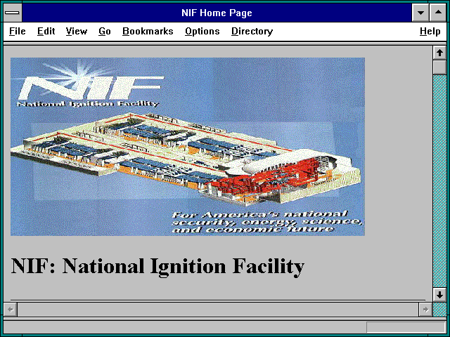 Screenshot of NIF Home Page