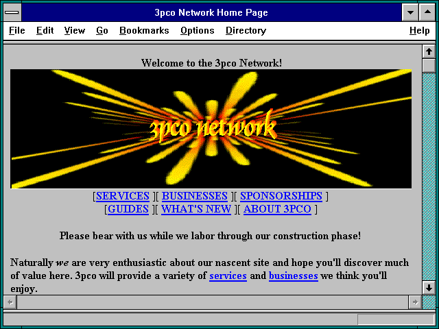 Screenshot of 3pco Network Home Page
