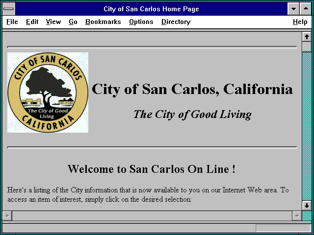 Screenshot of City of San Carlos Home Page