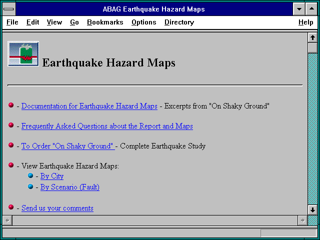 Screenshot of ABAG Earthquake Maps and Information