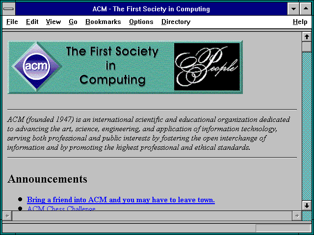 Screenshot of ACM - The First Society in Computing