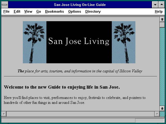 Screenshot of San Jose Living On-Line Guide