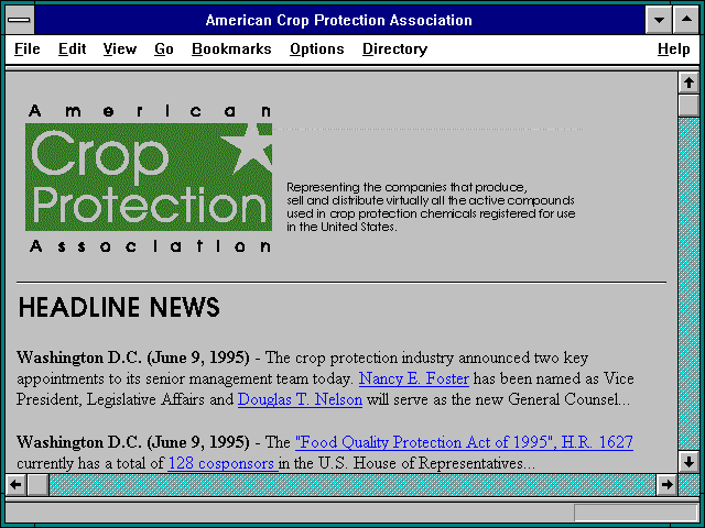 Screenshot of American Crop Protection Association
