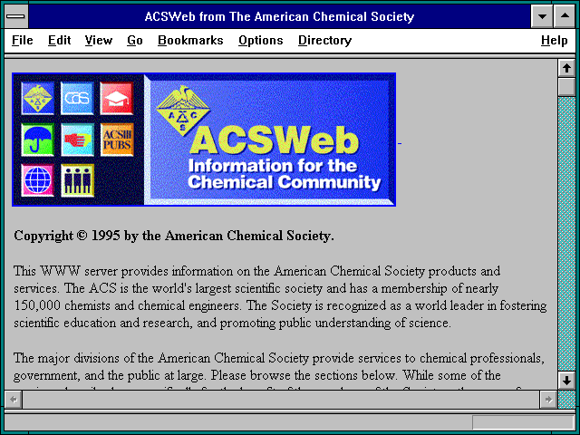 Screenshot of ACSWeb from The American Chemical Society