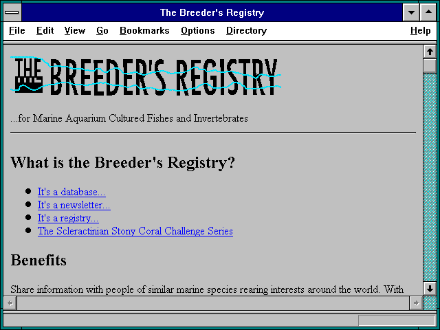 Screenshot of The Breeder's Registry