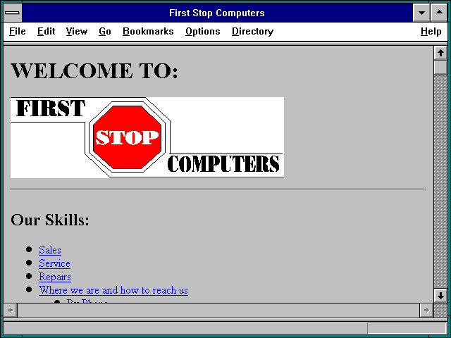 Screenshot of First Stop Computers